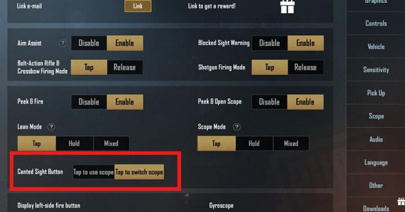 Canted Sight in PUBG Mobile