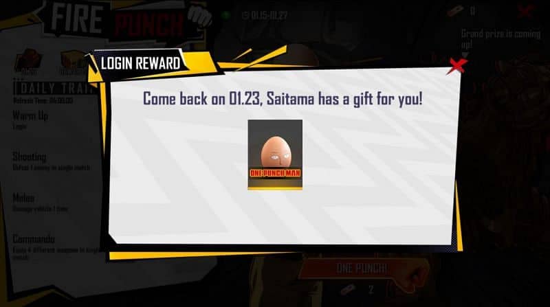 Login reward as Saitama box
