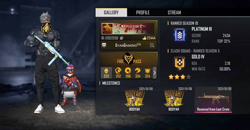 AS Gaming's Free Fire ID, K/D ratio, and stats in May 2021