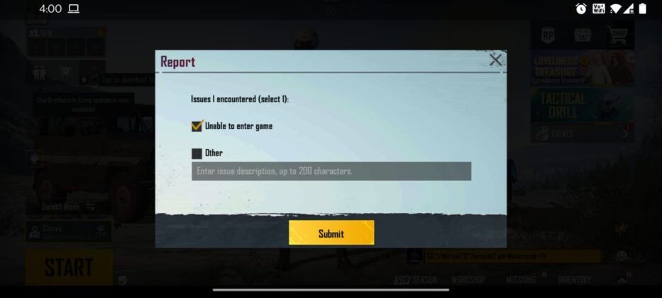 Report cheater via in-game channel