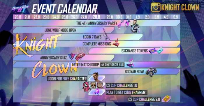 Free Fire event calendar leaked