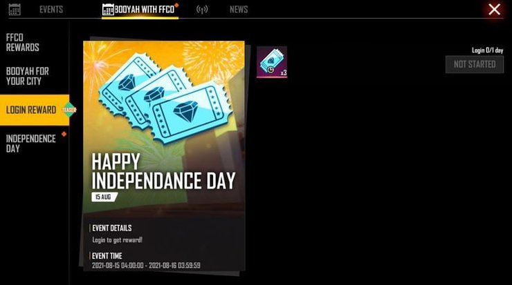 Login Rewards on Independence Day