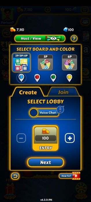 Create challenge in Ludo King