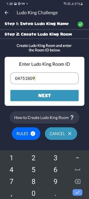 Enter Ludo King Room ID (1)
