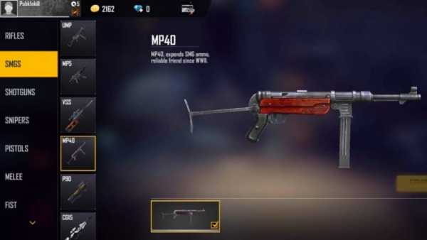 MP40 in Free Fire MAx