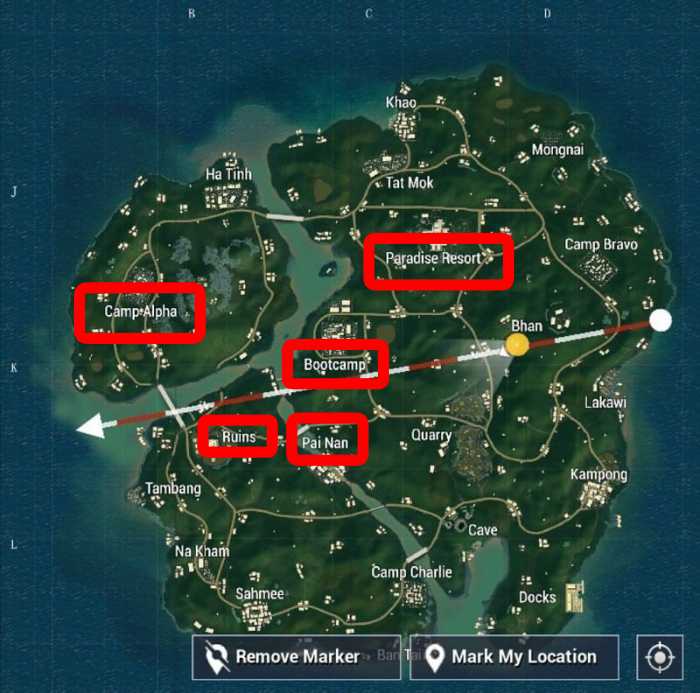 Loot locations on Sanhok in BGMI