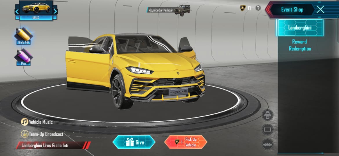 Get Free Lamborghini Skin in BGMI